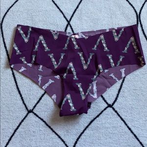 NWT cheeky panty purple sz M floral pattern logo
